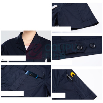 耀王 CVC防静电服工作服夏季短袖套装男加油站汽修车间劳保服舒适透气劳保工作服 QCCDK02273 4XL/190 (卡其蓝)
