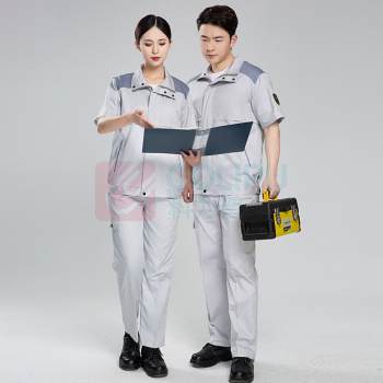 耀王 纯棉防静电服劳保工作服夏季短袖套装男电工焊工加油站汽修电子劳保服舒适工作服 QCCTZ166D258 M/165 (藏蓝)