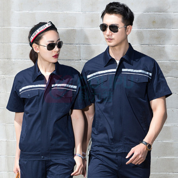 耀王 夏季工作服套装男女薄款汽修电焊劳保服透气吸汗带反光条工厂车间工作服 YW- GCF19DLW6006 L/170 (宝蓝)