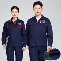 耀王 CVC棉工作服夏季长袖薄款套装男电工焊工汽修车间劳保服舒适透气工作服 QCCGYJ881183 S/160 (藏蓝红兜)