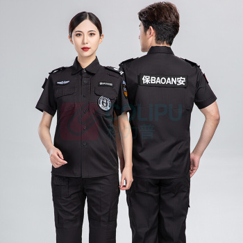 耀王 保安服直摆款夏季短袖套装男透气耐磨物业酒店门卫保安工作服户外作训服 YW-BAF19DGYJ8302 XL/175 (黑色)