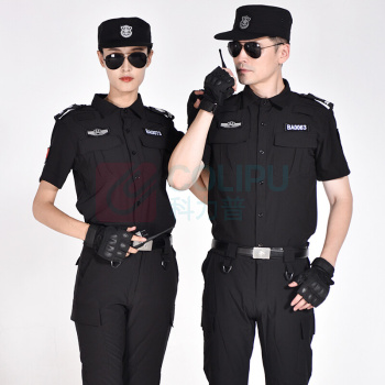 耀王 夏季速干保安服短袖套装男吸汗透气速干衣作训服酒店门卫物业安保执勤保安工作服 JFSG L/170 (黑色)