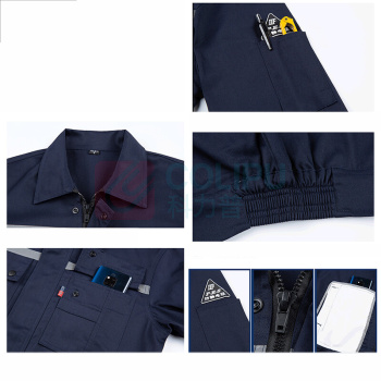 耀王 防静电工作服春秋上衣男女长袖厚款电工劳保服工厂汽修耐磨工程服工装 YW- GCF19DLW8010 2XL/180 (春秋宝蓝)