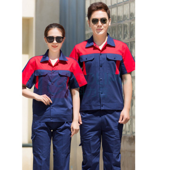 耀王 全棉工作服男套装夏季长袖薄款劳保服电工焊工工地纯棉工程服舒适耐磨工装 QCCLW6014159 3XL/185 (藏蓝红)