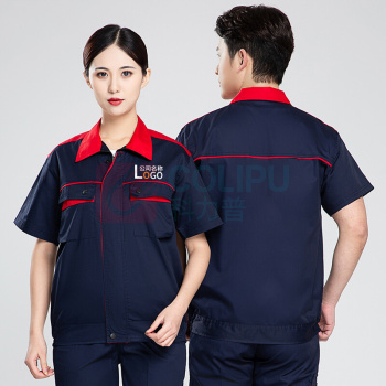 耀王 防静电服夏季劳保工作服短袖套装男耐磨防烫劳保服加油站化工汽修车间工作服 QCCLW519B168 L/170 (藏蓝)
