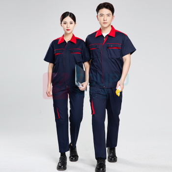 耀王 防静电服夏季劳保工作服短袖套装男耐磨防烫劳保服加油站化工汽修车间工作服 QCCLW519B168 XL/175 (藏蓝)