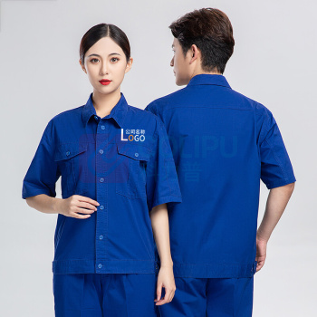 耀王 纯棉工作服夏季短袖套装男透气舒适耐磨防烫劳保服电焊焊工车间工厂汽修工作服 QCCQJ8305D204 M/165 (宝蓝)
