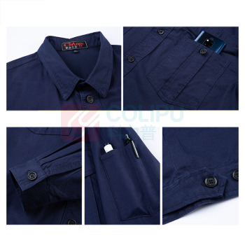 耀王 纯棉工作服夏季短袖套装男透气舒适耐磨防烫劳保服电焊焊工车间工厂汽修工作服 QCCQJ8305D204 3XL/185 (宝蓝)