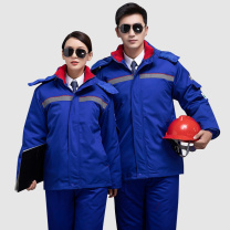 AETEL 加油站防静电冬季工作服棉衣男冬天油田工服工厂车间劳保服棉袄 A-SQA905 (宝蓝棉服+棉裤 可现做logo)