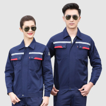 AETEL 防静电工作服套装男女夏季长短袖劳保服电焊汽修工程服春秋工装 YXS6610 (藏蓝夏长套装) 可现做logo