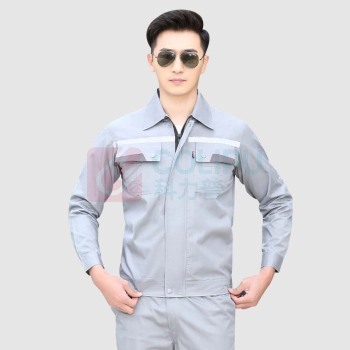 AETEL 防静电工作服套装男女夏季长短袖劳保服电焊汽修工程服春秋工装 YXS6610 (灰色夏长套装 可现做logo)