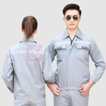 AETEL 防静电工作服套装男女夏季长短袖劳保服电焊汽修工程服春秋工装 YXS6610 (灰色夏长套装 可现做logo)