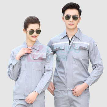 AETEL 防静电工作服套装男女夏季长短袖劳保服电焊汽修工程服春秋工装 YXS6610 (灰色夏长套装 可现做logo)