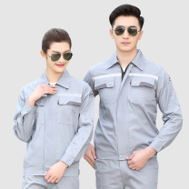 AETEL 防静电工作服套装男女夏季长短袖劳保服电焊汽修工程服春秋工装 YXS6610 (灰色夏长套装 可现做logo)