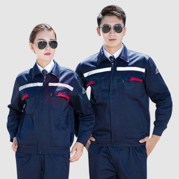 AETEL 防静电工作服套装男女夏季长短袖劳保服电焊汽修工程服春秋工装 YXS8010 (藏蓝春秋套装 可现做logo)