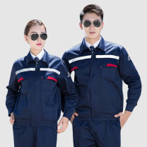 AETEL 防静电工作服套装男女夏季长短袖劳保服电焊汽修工程服春秋工装 YXS8010 (藏蓝春秋套装 可现做logo)