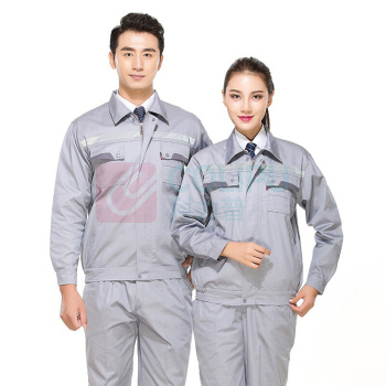 AETEL 防静电工作服套装男女夏季长短袖劳保服电焊汽修工程服春秋工装 YXS8010 (灰色春秋套装 可现做logo)