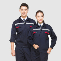 耐典 防静电工作服套装上衣裤子春秋长袖劳保服男女同款电焊汽修工程服 防静电反光条 藏蓝 YGC8010 (藏蓝)