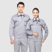耐典 防静电工作服套装上衣裤子春秋长袖劳保服男女同款电焊汽修工程服 防静电反光条 灰色 YGC8010 (灰色)