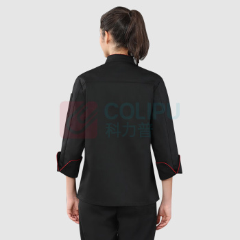 AETEL 厨师服长袖双排扣餐厅酒店厨房工作服秋季装厨师衣服可现做logo包边厨师服 QJ