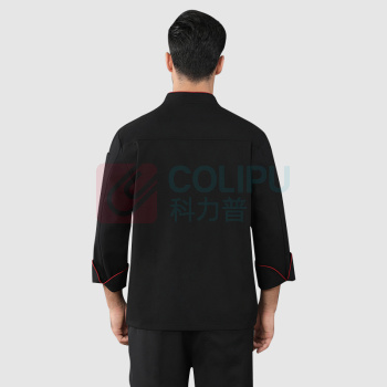 AETEL 厨师服长袖双排扣餐厅酒店厨房工作服秋季装厨师衣服可现做logo包边厨师服 QJ