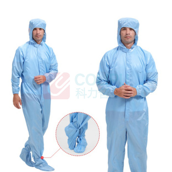 凌致 0.5网格连帽无脚套三连体防静电连体服 LZ01001-2 XL码 (蓝色)