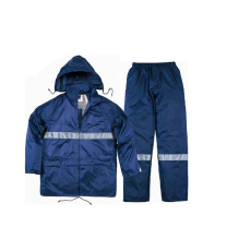 代尔塔 DEITAPLUS 反光条防护服劳保分体雨衣 407004 XL (藏青色)