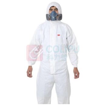 3M 带帽连体防护服防颗粒物及液体有限泼溅白色 4510 