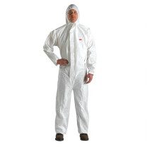 3M 白色带帽连体防护服 4510M 