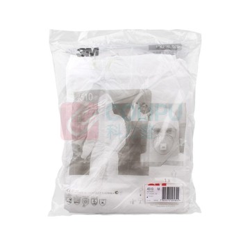 3M 白色带帽连体防护服 4510M 