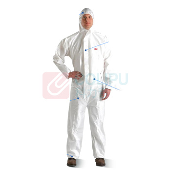3M 一次性白色带帽连体防护服 4510 XL码  工业用