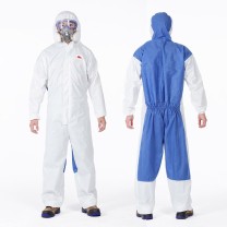 3M 白色带帽连体防护服 4535 蓝色背部透气设计 L码 