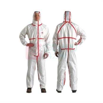 3M 白色带帽红色胶条连体防护服 4565 L码