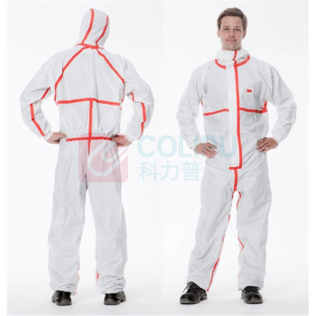 3M 白色带帽红色胶条连体防护服 4565 L码