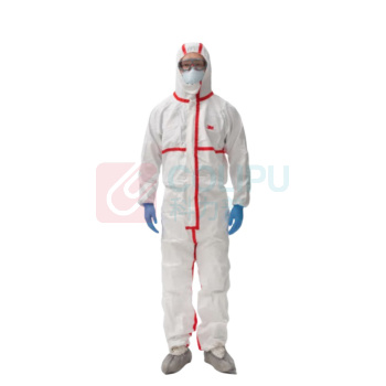 3M 白色带帽红色胶条连体防护服 4565 L码