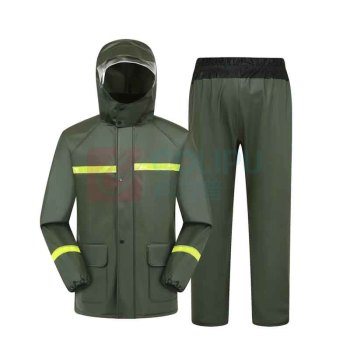 三极 分体式全身防雨雨衣雨裤套装 TP1897XXL (军绿色)