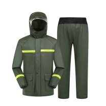 三极 分体式全身防雨雨衣雨裤套装 TP1897XXL (军绿色)