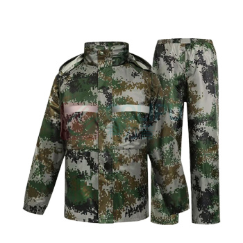 安赛瑞 反光雨衣雨裤套装 防汛执勤雨具 连帽分体 3F01476 3XL (数码绿)