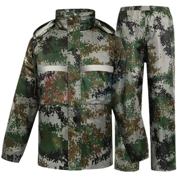 安赛瑞 反光雨衣雨裤套装 防汛执勤雨具 连帽分体 3F01476 3XL (数码绿)