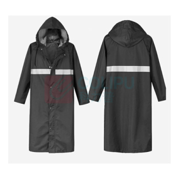 苏识 反光长款雨衣 SS-1001 XL 码 长款 反光 亚春纺材质 (黑色)