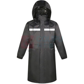 冰禹 雨衣 防汛救援安全反光摩托骑行保安站岗户外登山 BYT-75 3XL 长款风衣式 反光 (黑色)