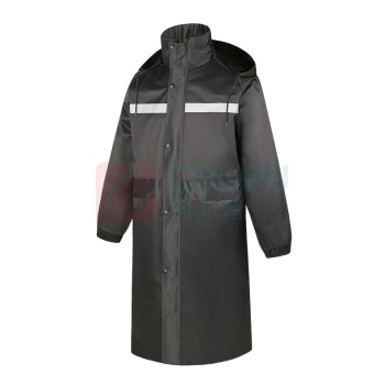 冰禹 雨衣 防汛救援安全反光摩托骑行保安站岗户外登山 BYT-75 3XL 长款风衣式 反光 (黑色)
