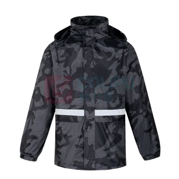 冰禹 反光雨衣雨裤套装 电动车摩托车防汛应急 BYT-79 3XL 连帽分体 反光 (灰黑色)