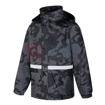 冰禹 反光雨衣雨裤套装 电动车摩托车防汛应急 BYT-79 3XL 连帽分体 反光 (灰黑色)