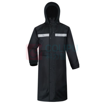 谋福 户外雨衣 ZK70 XL 码 长款风衣式 (黑色)