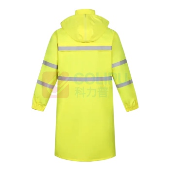 海斯迪克 HYSTIC 雨衣 保安站岗工地警示反光衣 HKT-203 175/XL 长款风衣式 连体连帽 反光 (黄色)