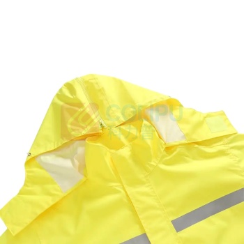 海斯迪克 HYSTIC 雨衣 保安站岗工地警示反光衣 HKT-203 175/XL 长款风衣式 连体连帽 反光 (黄色)