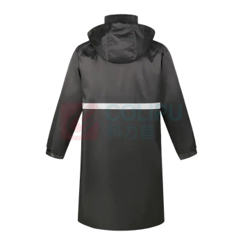 海斯迪克 HYSTIC 雨衣 保安站岗工地警示反光衣 HKT-203 185/3XL 长款风衣式 连体连帽 反光 (黑色)
