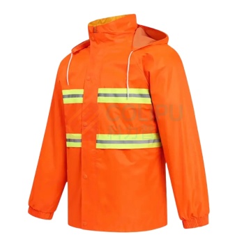 海斯迪克 HYSTIC 环卫雨衣套装 反光衣 分体双条安全警示执勤反光 HKT-210 2XL (双杠橘色)