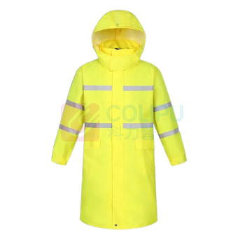 海斯迪克 HYSTIC 雨衣 保安站岗工地警示反光衣 HKT-203 185/3XL 长款风衣式 连体连帽 反光 (黄色)